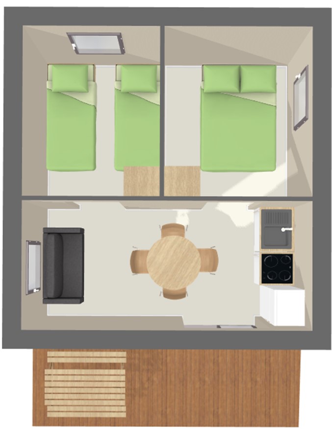 Voir le plan Ecolodges en toile & bois 30m² (2 chambres - 4 pers)